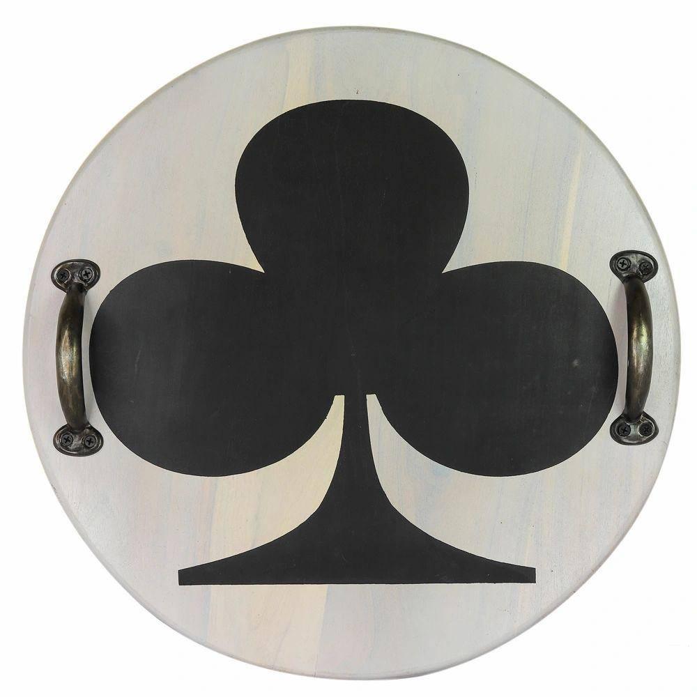 Clubs of Cards Wooden Tray with Handle -