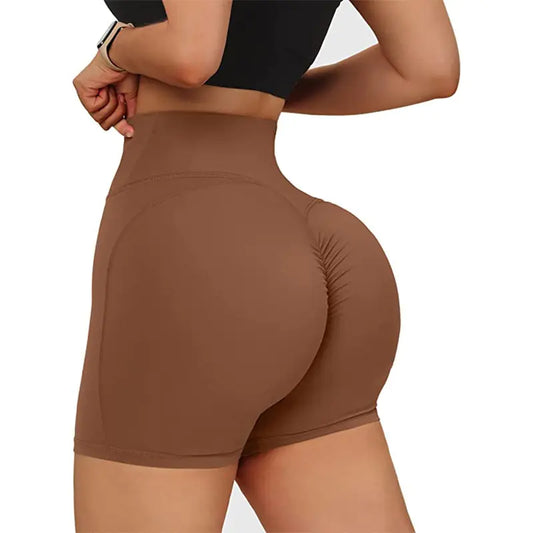 Sports Shorts Women High Waist Workout Seamless Fitness Yoga Shorts Scrunch Butt Gym Leggings Cross Waist Pocket Yoga Pants