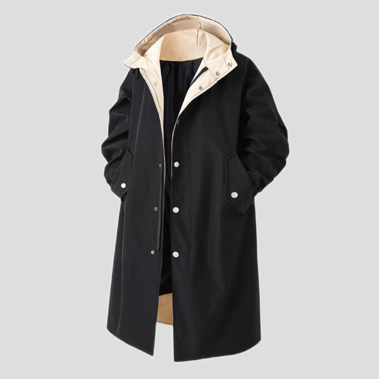 Men's Solid Color Large Size Casual Mid-length Trench Coat