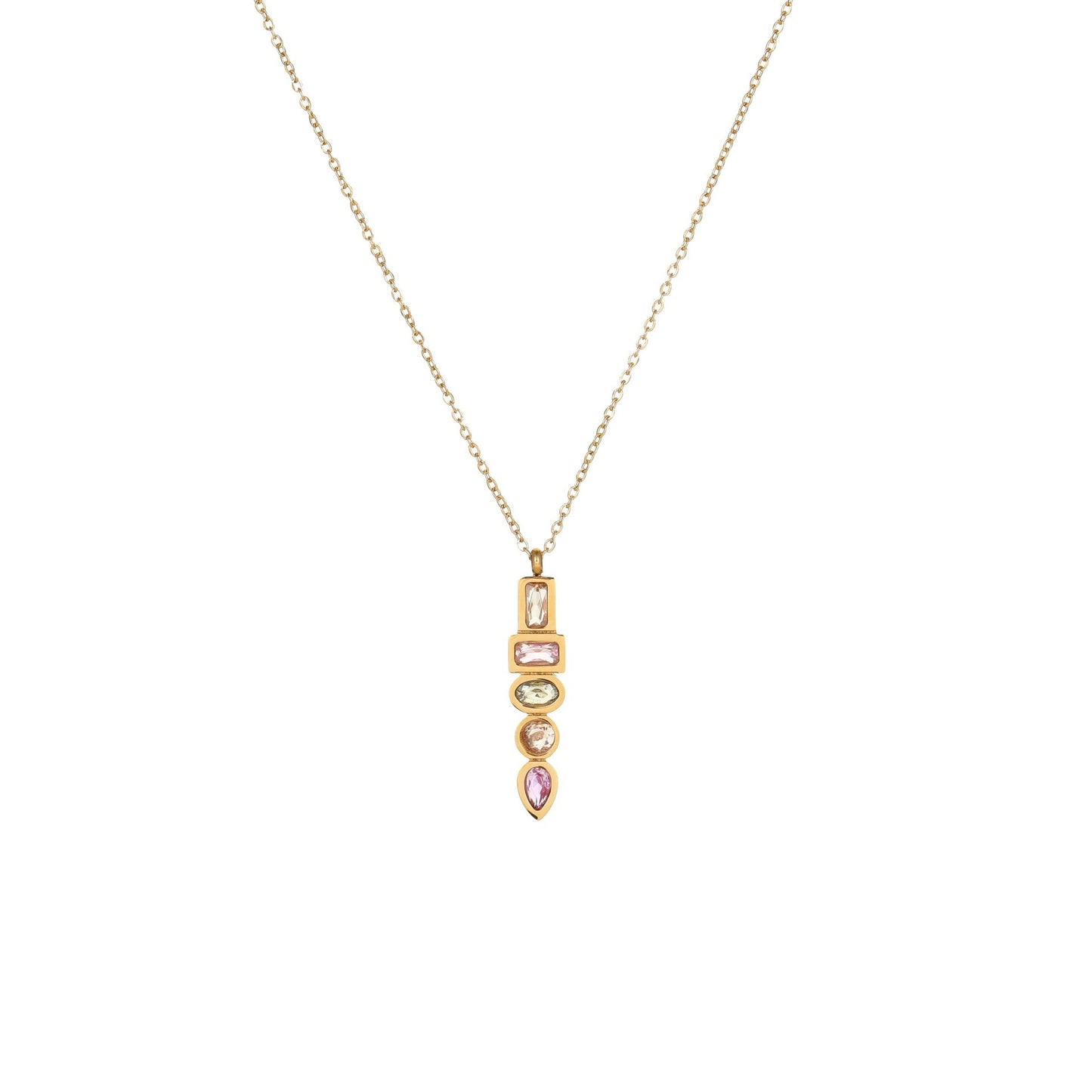 European And American Fashion Special-interest Color Zircon Star Pendant Stainless Steel Necklace