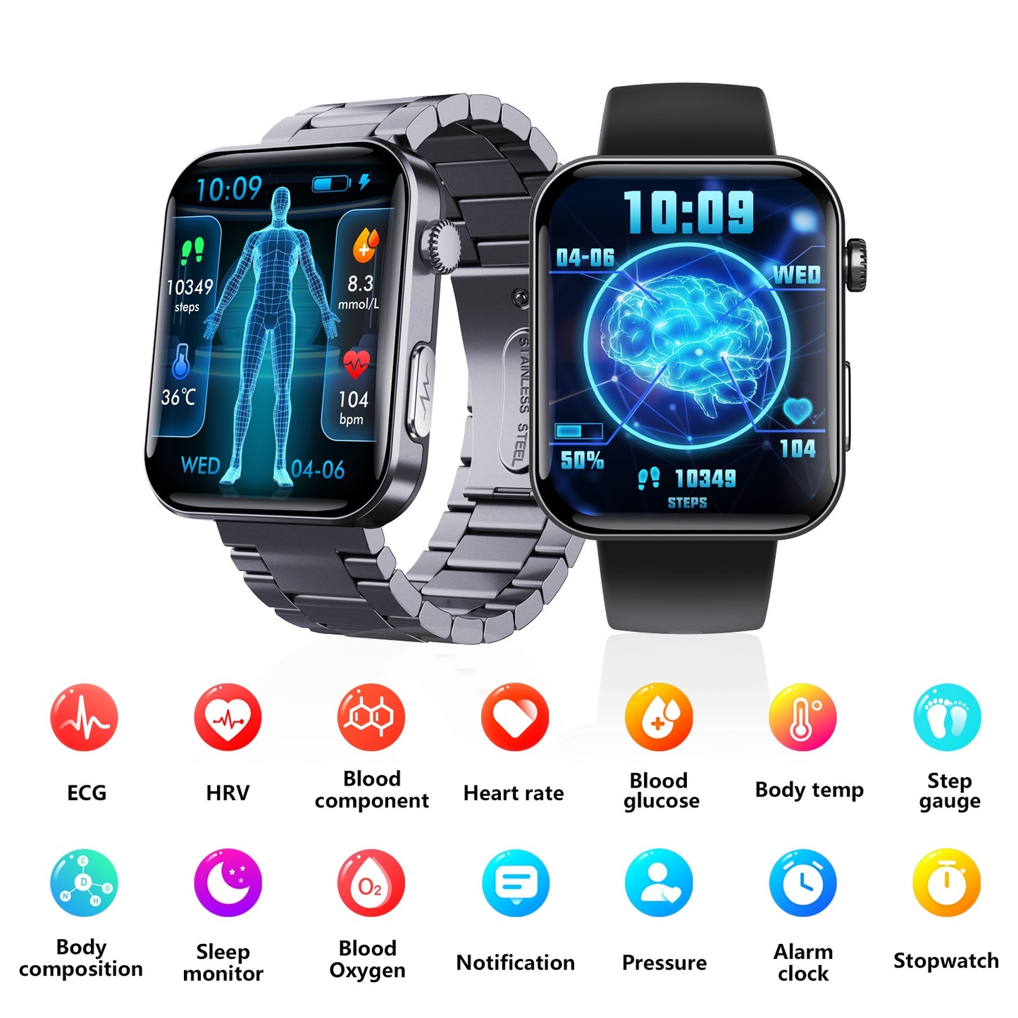 2025 Smart Watch Health Tracker 2.1in Fitness Tracker