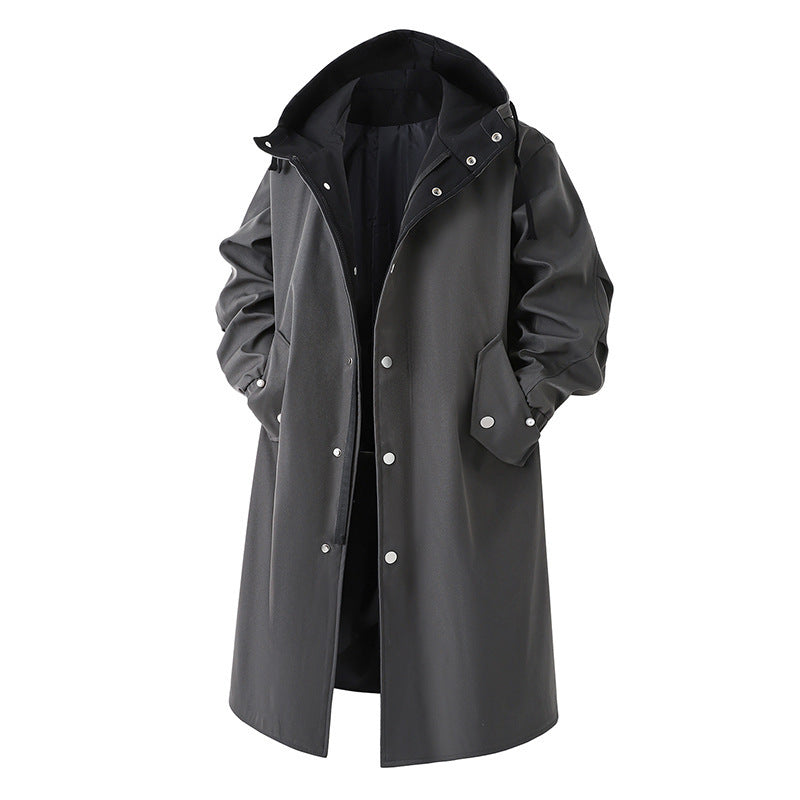 Men's Solid Color Large Size Casual Mid-length Trench Coat