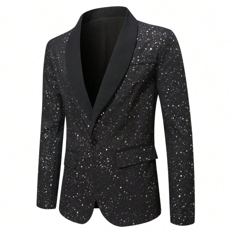Men's Casual Shiny Banquet Wedding Party Blazer
