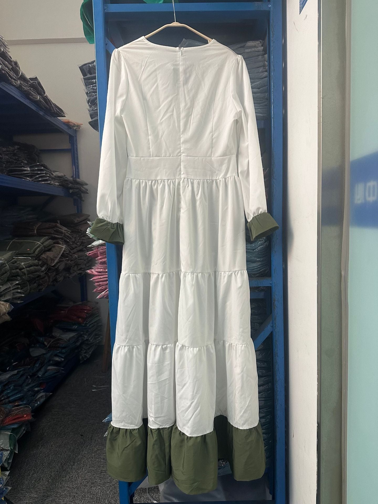 Women's Long Sleeve Maxi Dress V Neck Flowy Swing Ruffle Tiered Fall Casual Dresses