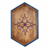 Antique Look Hand - Painted Hexagonal Wooden Tray - 