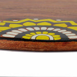 Hand - Painted Brown Wooden Tray with Handle - 